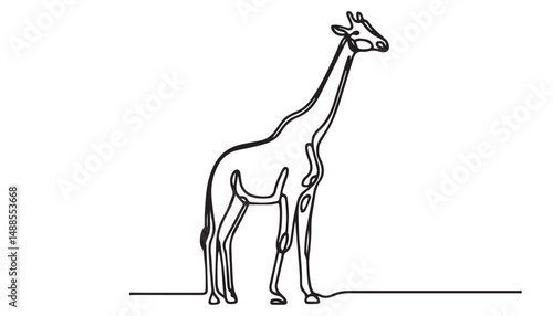 Continuous one single minimal line drawing Giraffe