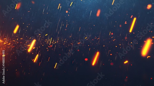 Abstract display of fiery sparks and particles against a dark background.