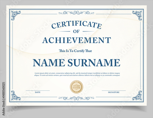 Retro Certificate template diploma vintage border award background, Winner achievement certificate or diploma design 