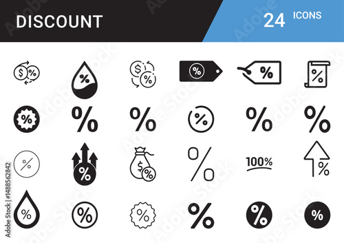 Discount Icons editable vector set  Sale, Offer, Coupon, Promotion, Price Tag, Deal, Cashback, Voucher, Shopping, Best Price, Special Offer, Flash Sale, Limited Time