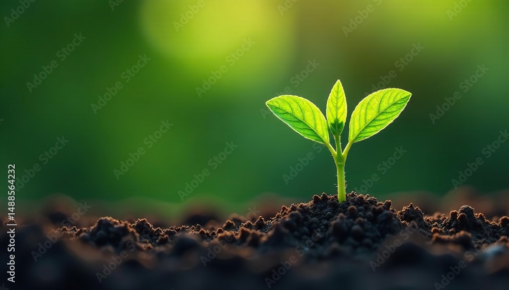 Naklejka premium Timelapse of sprouting seed transforming into lush green plant , environment, biology, roots