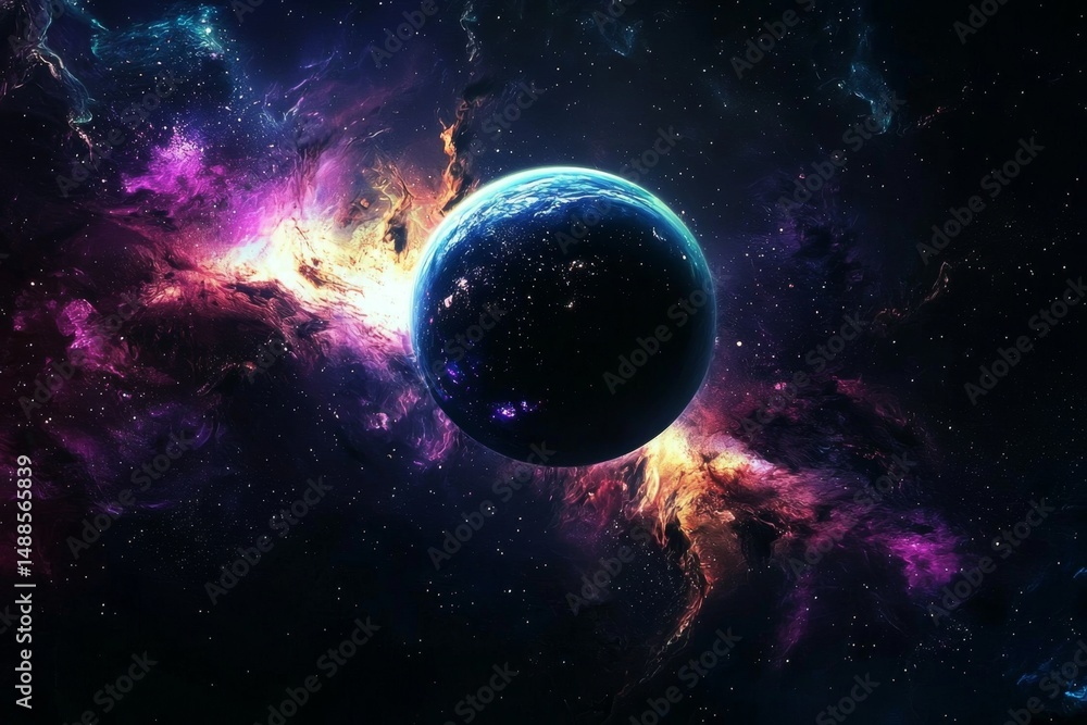 Obraz premium A cosmic celestial body experiences an explosive transformation.