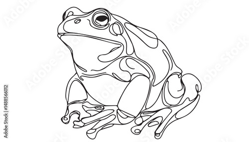 Continuous one single minimal line drawing Goliath frog