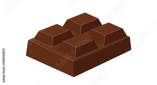 Digital artwork of a chocolate bar with visible segments, set against a clean white backdrop, showcasing rich detail and tempting appearance.

