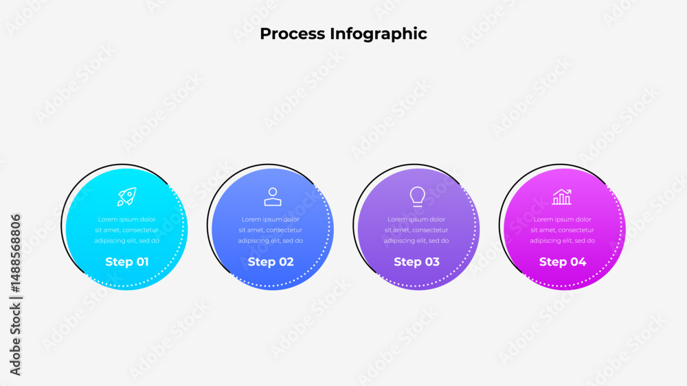 Fotografie Modern Four Step Gradient Infographic for Business and Projects