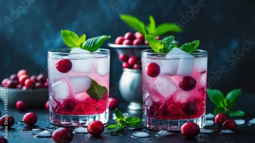 Wallpaper Mural Cranberry and ice beverage on a dark background. Torontodigital.ca