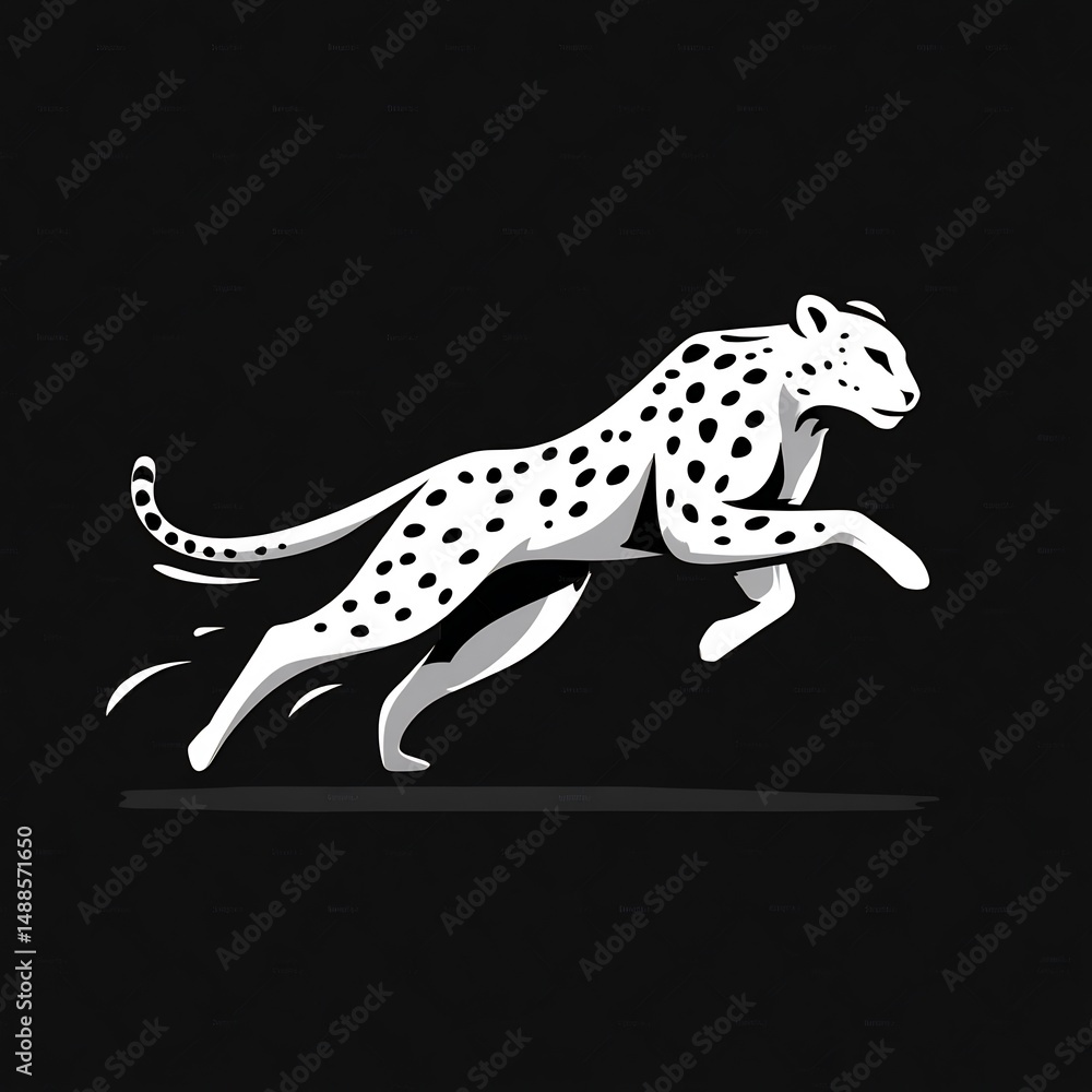 Fototapeta premium cheetah running fast silhouette 