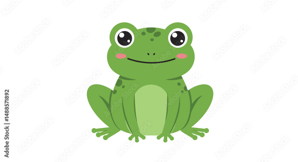 Playful and adorable cartoon illustration of a cheerful green frog with big round eyes, perfect for educational, children's, or nature-themed content, conveying joy, innocence, and a vivid connection Playful and adorable cartoon illustration of a cheerful green frog with big round eyes, perfect for educational, children's, or nature-themed content, conveying joy, innocence, and a vivid connection