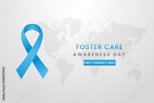 Foster Care Awareness Month background design with Blue silk ribbon.