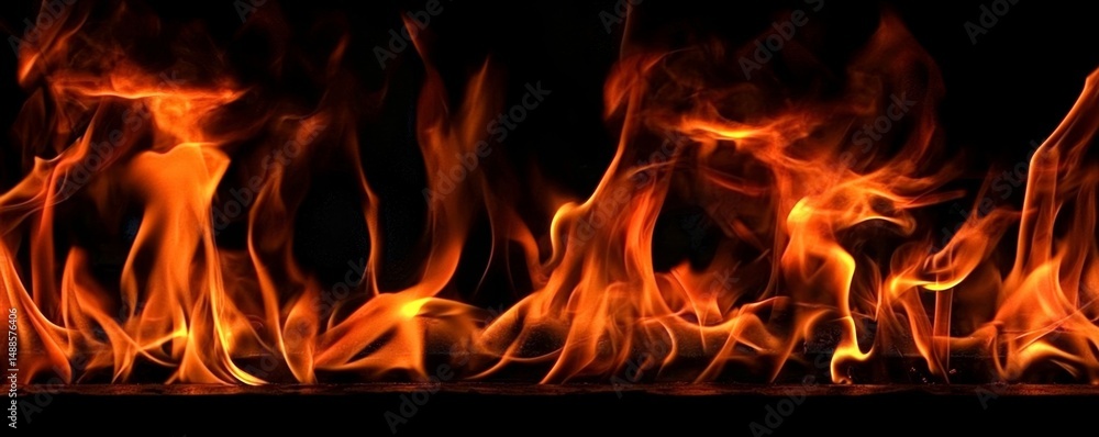 Intense Orange Flames from a Barbecue Intense Orange Flames from a Barbecue