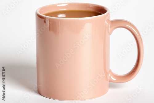 On a transparent background, a solitary empty ceramic mug is pictured with an empty glass