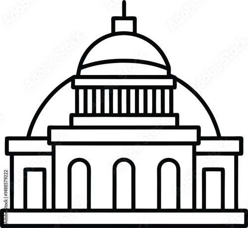 Simple Line Art Illustration of the US Capitol Building