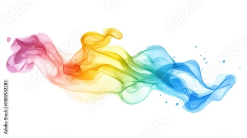 Abstract colorful smoke background, wisps, plumes, and vibrant hues on white colorful