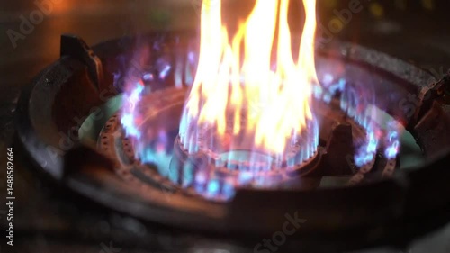 burning gas stove
