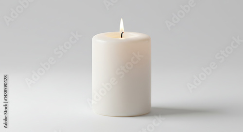Wallpaper Mural White Pillar Candle Lit Flame Minimalist Studio Shot for Ambiance Torontodigital.ca
