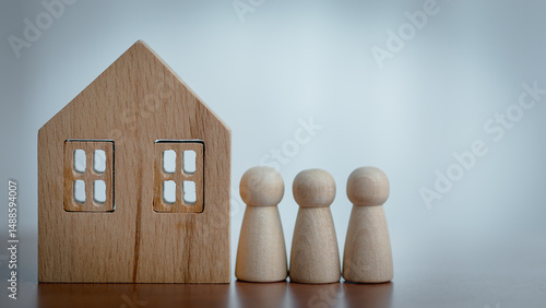 Wooden house model and figu...