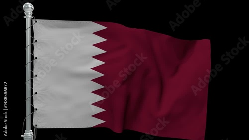 Qatar Motion Flag | Maroon and White Symbol