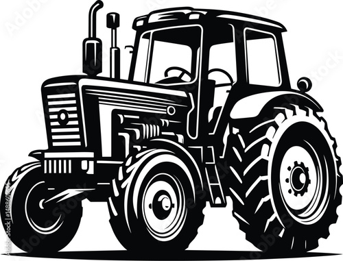 Farm Tractor SVG Vector Illustration

