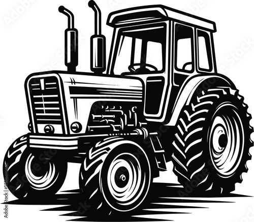 Farm Tractor SVG Vector Illustration

