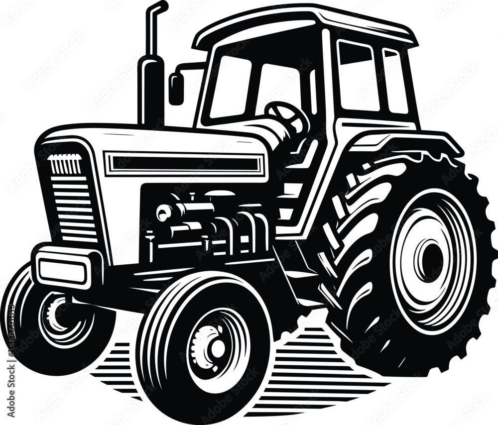 Fototapeta premium Farm Tractor SVG Vector Illustration