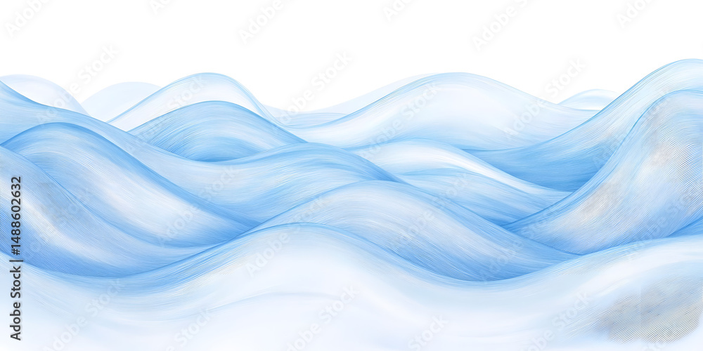 Fototapeta premium Blue and white winter snow holiday texture background. Wavy abstract transparent illustration by Vita with hand painted details