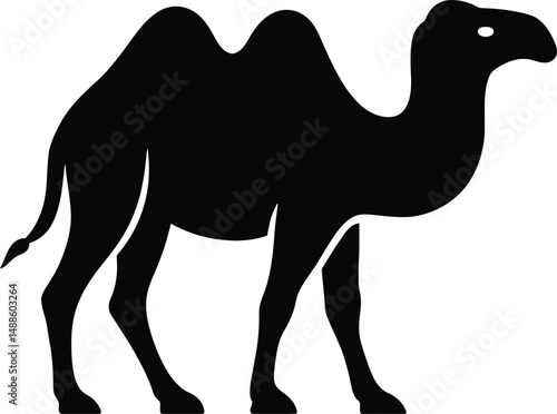 Black camel silhouette simple design, Minimal camel vector silhouette