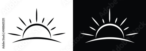 Sunset icon, sunrise icon. Sun, rise symbol. Morning icon. sunset icon, sunset line art - simple line art of sunset, perfect for sunset logos and icons