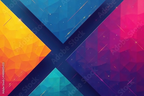 Abstract geometric shapes, vibrant color scheme, bold lines , trendy, decor