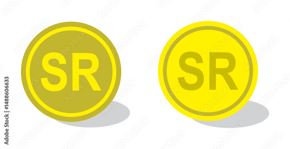 Riyal coin vector icon. Saudi Riyal coin symbol collection. Coin symbols Riyal coin vector icon. Saudi Riyal coin symbol collection. Coin symbols