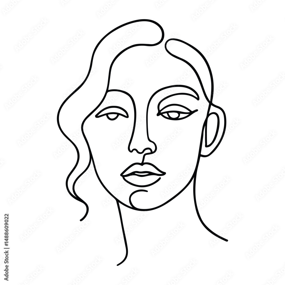 Black silhouette of a woman's head shows her face profile, a simple yet elegant vector illustration Black silhouette of a woman's head shows her face profile, a simple yet elegant vector illustration