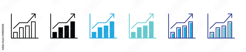 chart icon set. containing growth, analytic thin line and color style icon symbol sign. vector illustration chart icon set. containing growth, analytic thin line and color style icon symbol sign. vector illustration