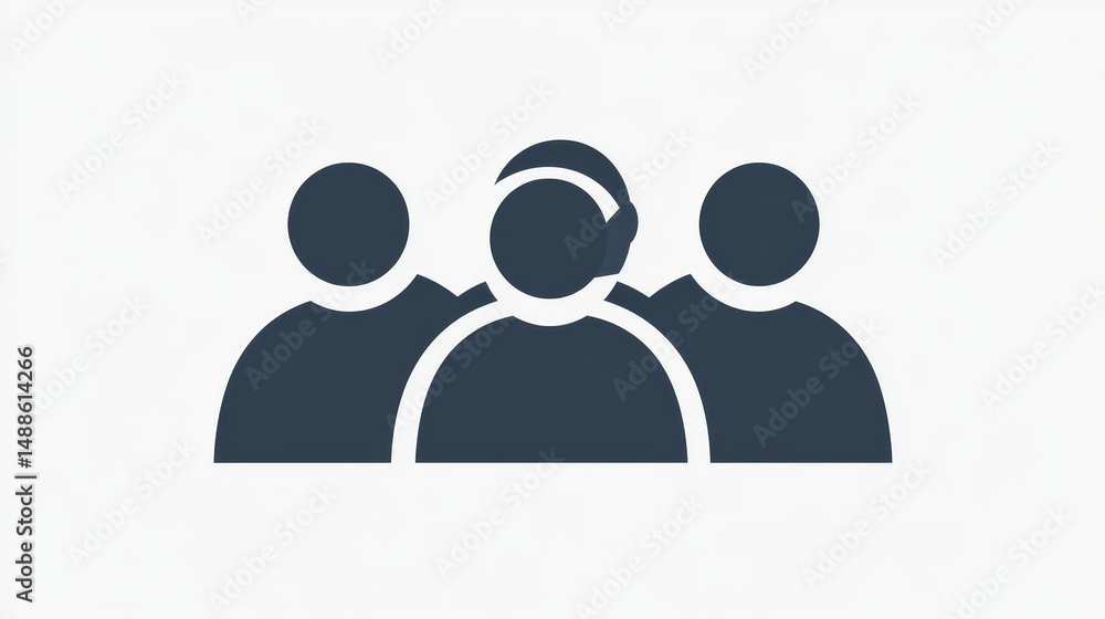 A flat-style icon depicting a group of people, ideal for representing communities or teams in digital interfaces A flat-style icon depicting a group of people, ideal for representing communities or teams in digital interfaces