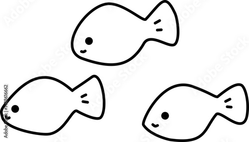 A School Of Small Fish Under The Sea Outline Coloring