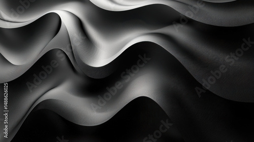A sleek, black and white wallpaper featuring abstract, silk-like textures, reminiscent of smooth waves, offers a sophisticated and minimalist backdrop for your modern design, perfect for a high-defini