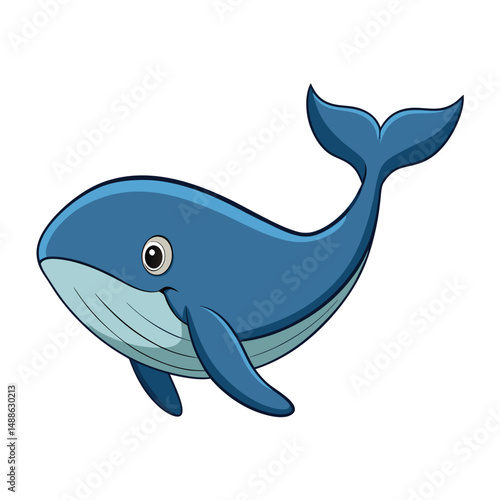 Adorable Cartoon Whale Illustration Flat Vector Design for Kids