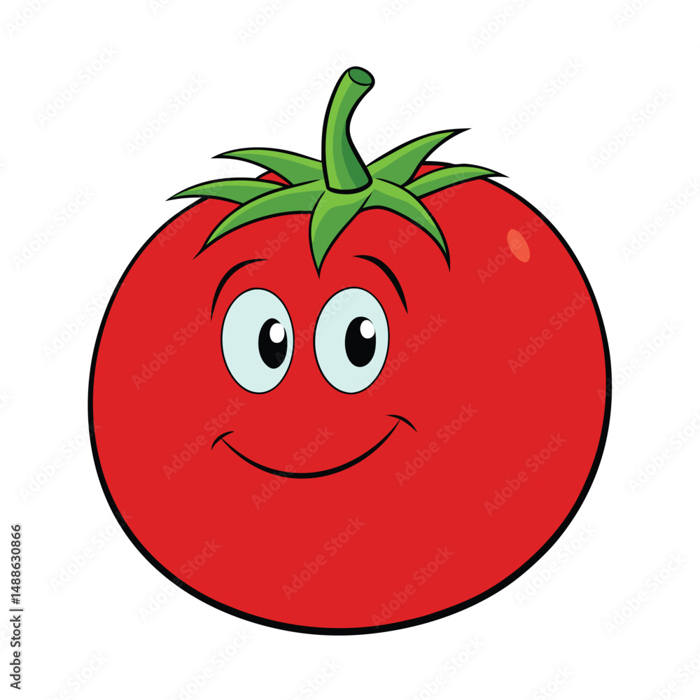 Smiling Cartoon Tomato Illustration Side View on White Background Smiling Cartoon Tomato Illustration Side View on White Background
