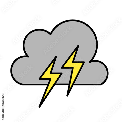 thunder cloud icon vector symbol of weather illustration