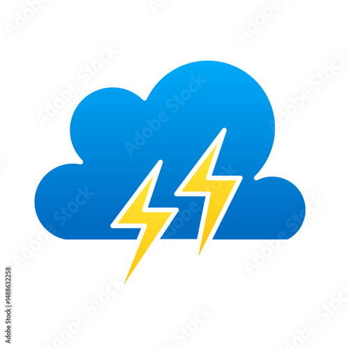 thunder cloud icon vector symbol of weather illustration
