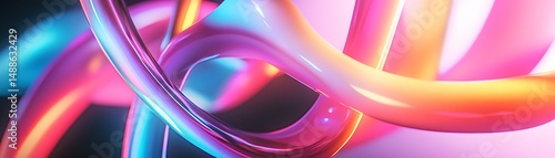 Abstract design of colorful interwoven shapes