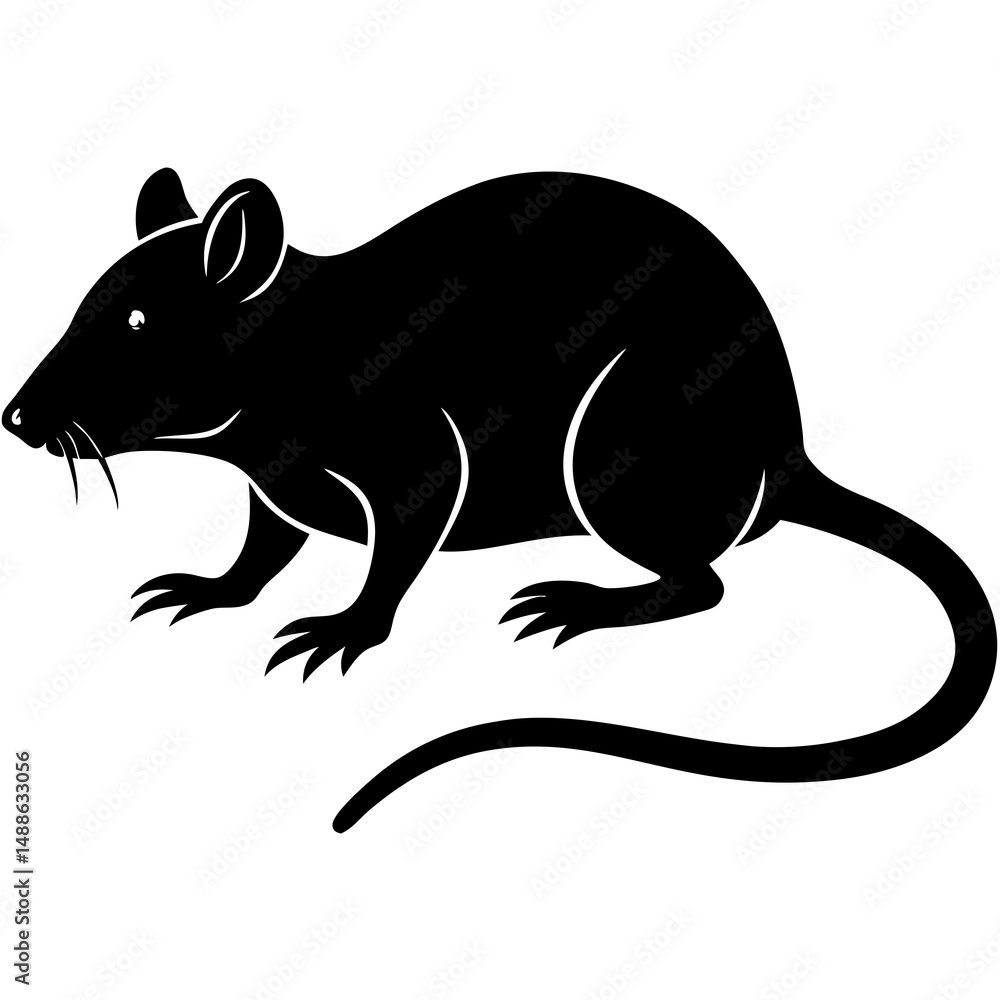 Fototapeta premium Rat silhouette vector illustration