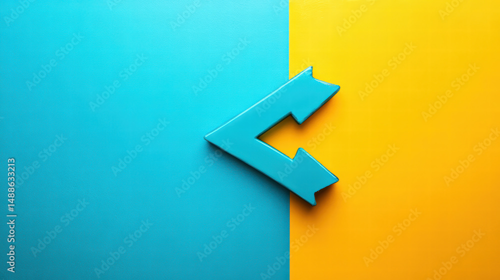Decision Crossroads: A striking visual metaphor showcasing a directional arrow that navigates a pivotal point between vibrant teal and gold hues. Decision Crossroads: A striking visual metaphor showcasing a directional arrow that navigates a pivotal point between vibrant teal and gold hues.