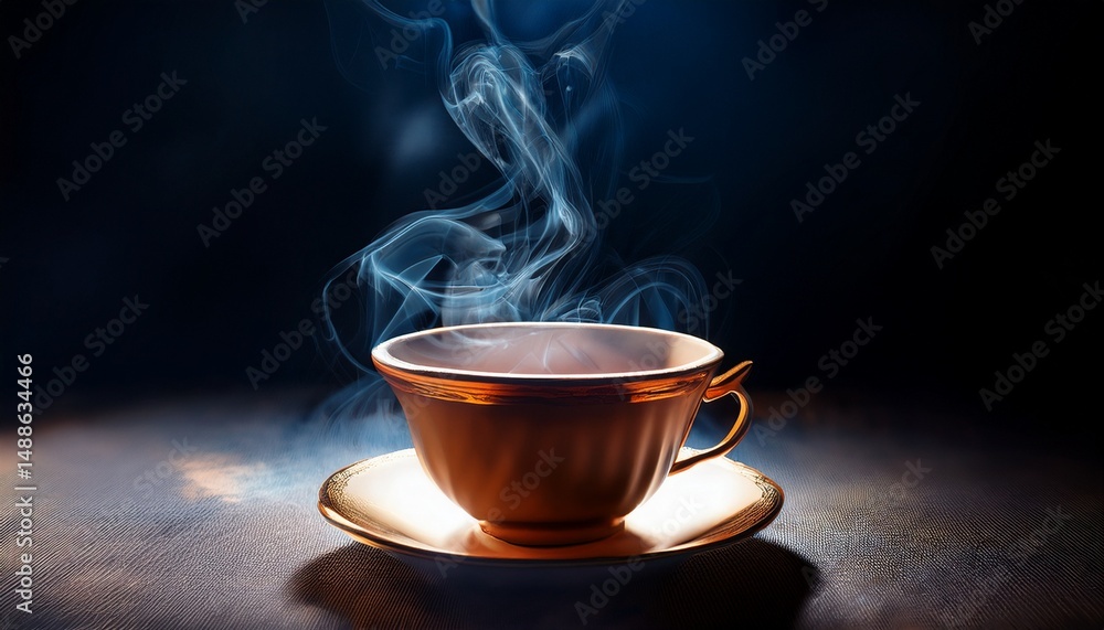 Fototapeta premium cup on a dark background with smoke