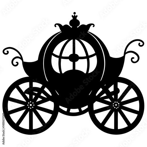 Pumpkin carriage like halloween cinderella silhouette vector illustration