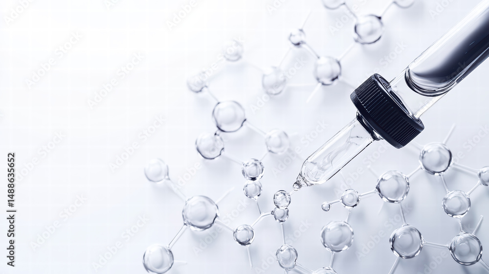 Molecular Marvel: A close-up showcases the elegance of scientific investigation with a glass pipette delicately positioned amid a mesmerizing cluster of interconnected molecular structures. Molecular Marvel: A close-up showcases the elegance of scientific investigation with a glass pipette delicately positioned amid a mesmerizing cluster of interconnected molecular structures.