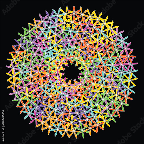 Kaleidoscopic Floral Pattern: An Abstract Display of Geometric Symmetry