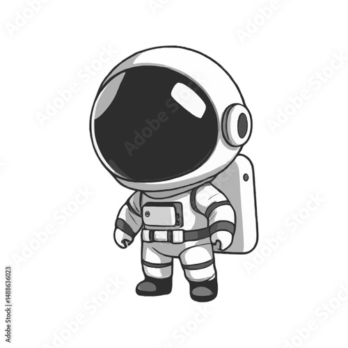 Detailed Grayscale Space Suit Design