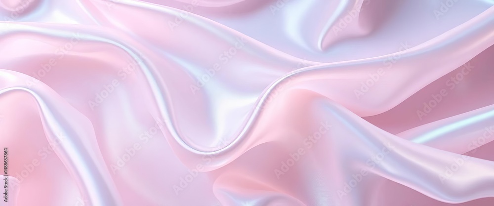 Fototapeta premium Soft pastel iridescent fabric flows in ethereal waves, creating a dreamy, weightless texture, silk, abstract