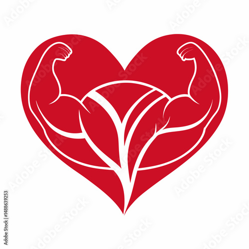 Heart Muscles silhouette icon on white background