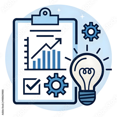 Business Analysis Concept – Data Analytics, Strategy Planning, and Market Report Vector