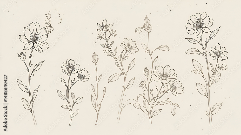 Babys Breath Flower Line Art Set Babys Breath Flower Line Art Set